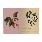 Notebook with floral designs on pink and beige pages