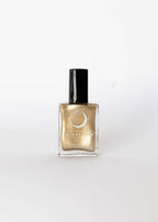 Nail polish bottle with gold color on a white background