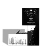 Black and white book with illustrations on a white background