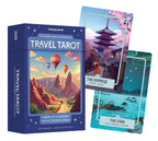 Travel Tarot card set with packaging and two cards displayed on a white background