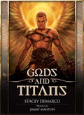 Book cover of 'Gods and Titans' with a warrior-like character and wings.