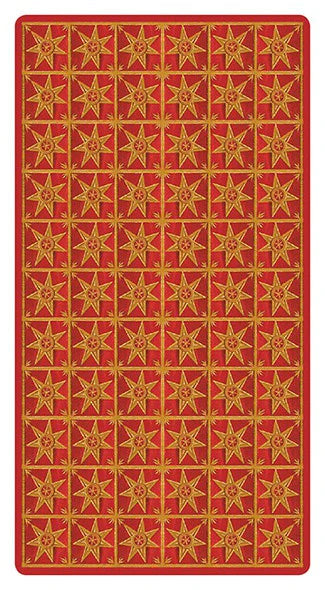 The back of the Golden Tarot of Marseille a series of stars in a gridlike pattern