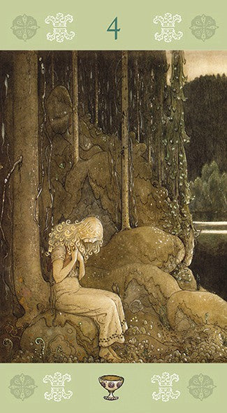 Artistic depiction of a woman in a forest with a bear, surrounded by nature elements.