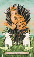 Card featuring a cat and two lambs with 'The Emperor' text at the bottom.