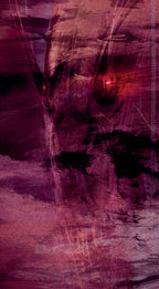 Abstract art print featuring a textured, painterly composition in deep purples, burgundy, and black with subtle red highlights.