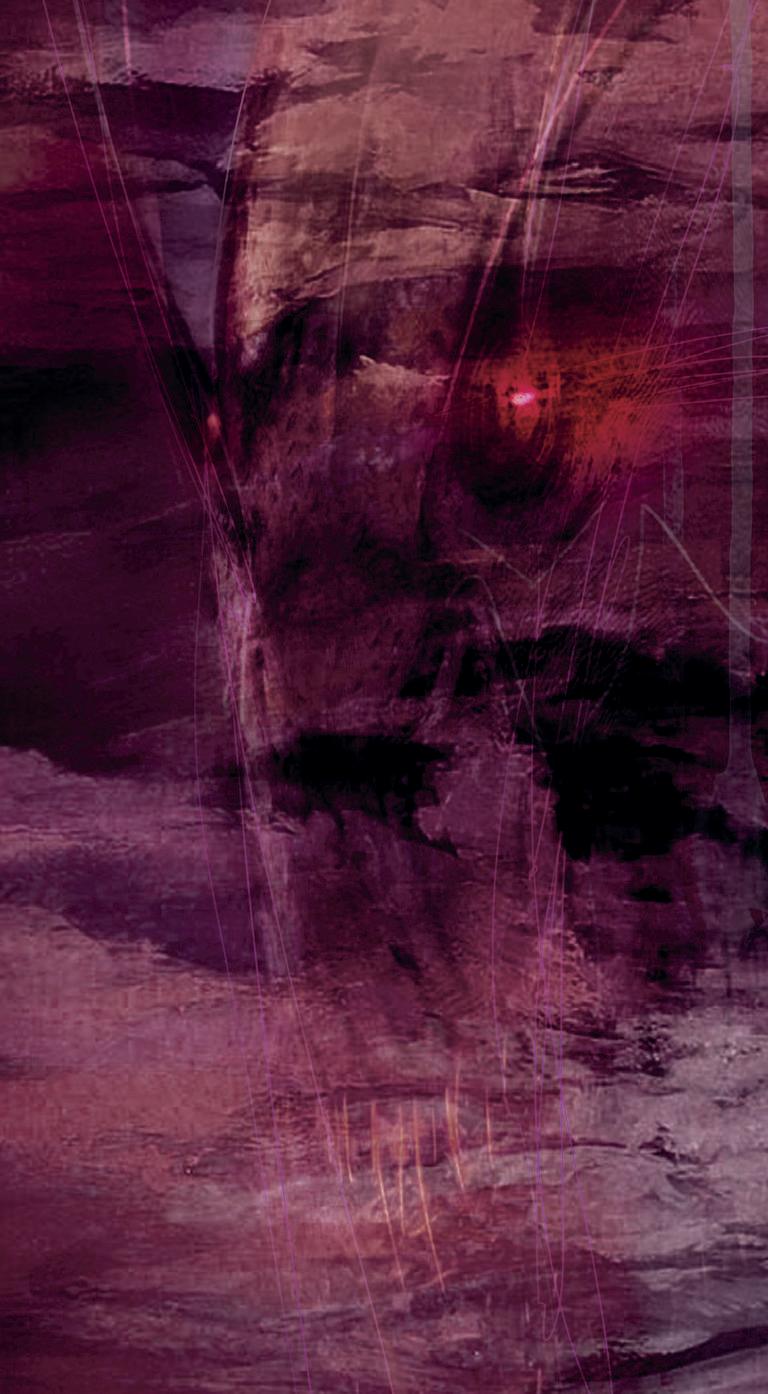 Abstract art print featuring a textured, painterly composition in deep purples, burgundy, and black with subtle red highlights.