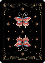 Butterfly design on a black background with decorative elements