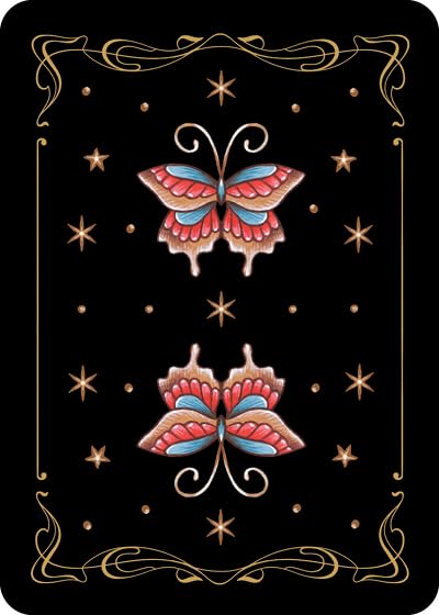 Butterfly design on a black background with decorative elements