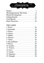 Table of contents for a deck with card names and page numbers.