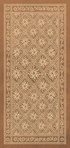 Decorative back side of the Visconti di Modrone Tarot cards with intricate patterns on a brown background