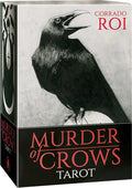 Tarot card box featuring a black crow with 'Murder of Crows Tarot' text and Corrado Roi branding.