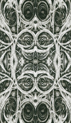 Decorative black and white pattern with circular shapes