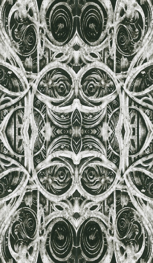 Decorative black and white pattern with circular shapes