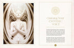 Decorative page with a woman's silhouette and text on an off-white background