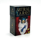 Astral Tarot card set packaging with decorative design and text on a white background