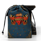 Drawstring bag with butterfly design on a blue background