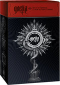 Gaelia Tarot in Darkness packaging with snake and wheel design on a black and red background