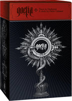 Gaelia Tarot in Darkness packaging with snake and wheel design on a black and red background
