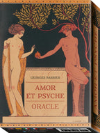 Cover of 'Amor et Psyche Oracle' by Georges Barbier featuring classical design with two nude figures.