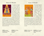 Two tarot card illustrations with descriptions on a white background
