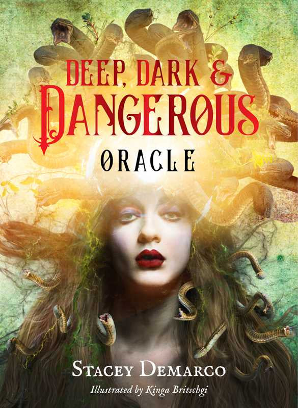 Book cover of 'Deep, Dark & Dangerous Oracle' by Stacey Demarco with snakes and a woman's face.