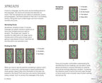 Page from a book or guide on tarot card spreads with text and card illustrations.