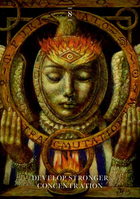 Decorative book cover with a central figure and text, featuring a crown and hands holding circular elements.