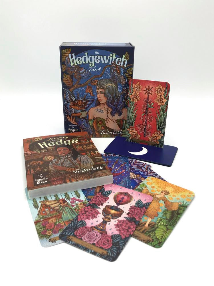 Hedgewitch Tarot cards with colorful designs and a white background