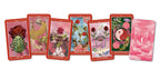 Set of tarot cards with colorful designs on a white background