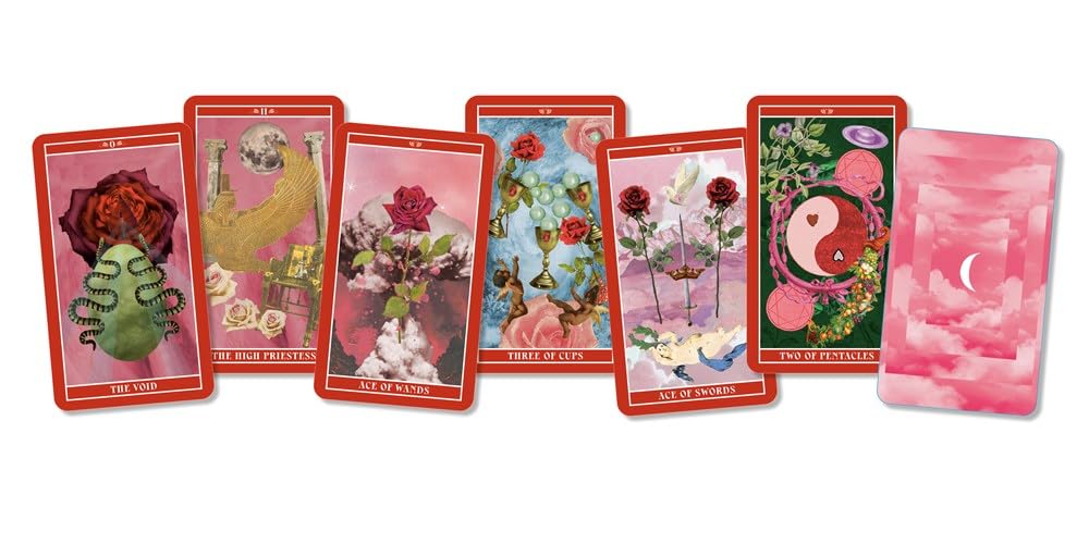 Set of tarot cards with colorful designs on a white background