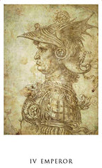 Illustration of a historical figure wearing ornate armor and helmet on aged paper.