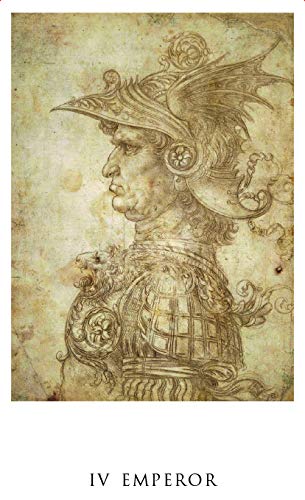 Illustration of a historical figure wearing ornate armor and helmet on aged paper.