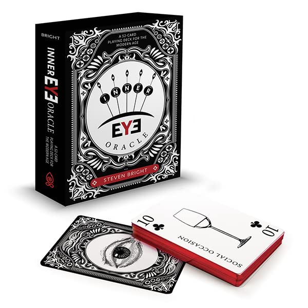 Playing cards with intricate designs and 'INNER EYE ORACLE' branding on a white background