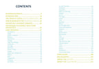 Table of contents for a book or document with yellow text on a white background