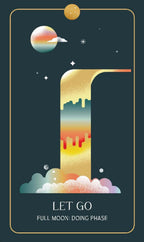 Colorful design with a number '1' and celestial elements on a dark background, labeled 'Let Go'.