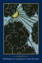 Artistic depiction of a sun peeking through clouds with decorative elements on a dark background.