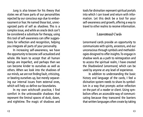 Text pages from a book discussing psychological theory and Lenormand cards.