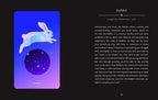 Card with a rabbit illustration and text on a black background