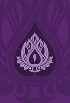 Decorative purple design with a central floral pattern on a matching purple background