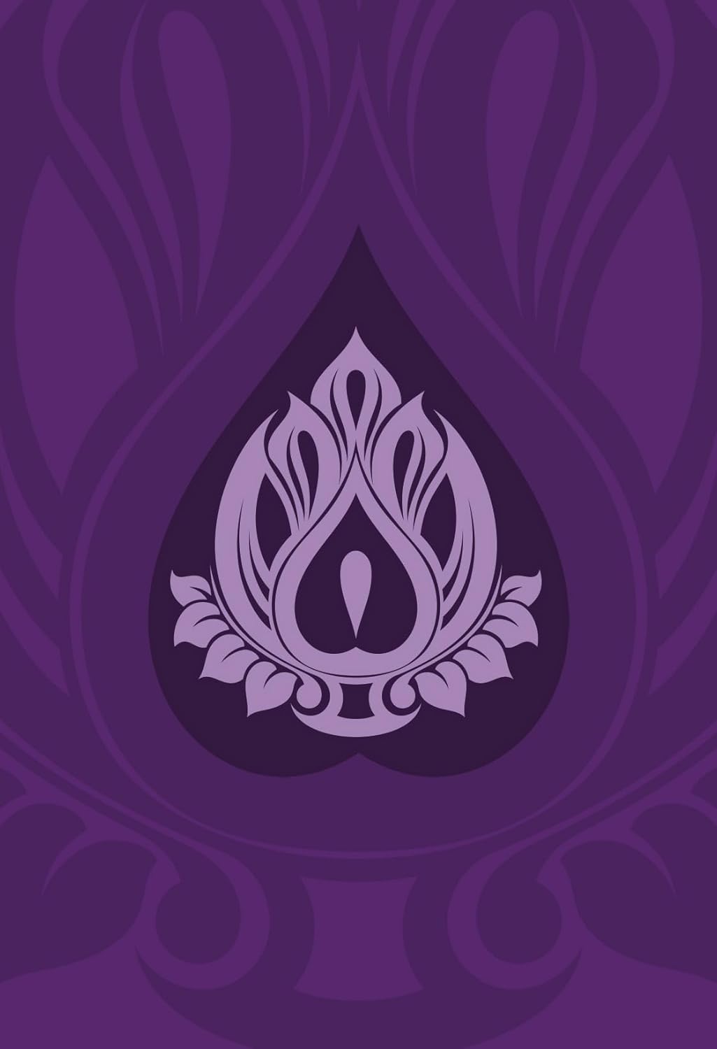 Decorative purple design with a central floral pattern on a matching purple background