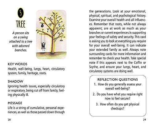 Card with a tree illustration and accompanying text on well-being and health.