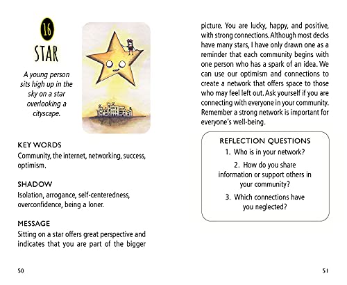 Card with a star illustration and text about community, optimism, and connections.