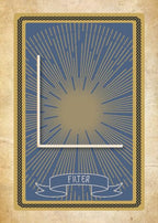 Decorative card with sunburst design and 'Filter' text on a textured beige background