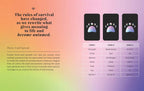 Three-card spread with tarot cards and descriptive text on a gradient background