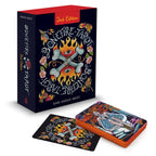 Bonfire Tarot cards with a colorful box design featuring flames and bones.