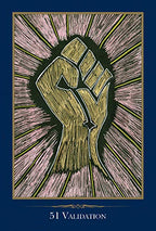 Artistic depiction of a raised fist with rays of light, labeled '51 Validation'.