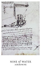 Technical drawing with text on a white background, featuring the title 'Nine of Water Airborne'.