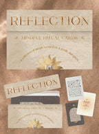Packaging of 'Reflection' mindful ritual cards on a textured surface