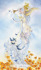 Card featuring an angel with butterflies and flowers, labeled 'Judgment'.