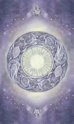 Decorative circular design with intricate patterns on a starry night sky background
